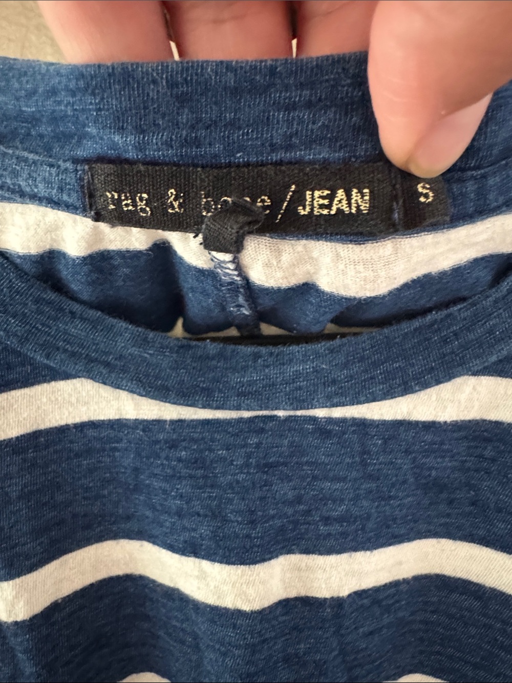 rag & bone Striped Navy Blue and White Tee - Picture 2 of 3